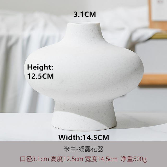 Ceramic Simple Circle Vase Handmade Table Decoration Home Ornaments PQ-YH-11