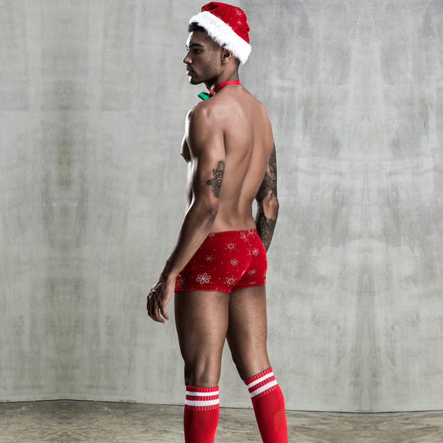 Wholesale Price Sexy Christmas Lingerie Set Men Santa Claus Costume PQ7225