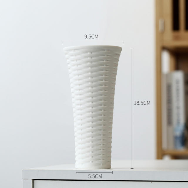 Woven Basket Home Ornaments Ceramic Vase Handmade Decoration PQ2402