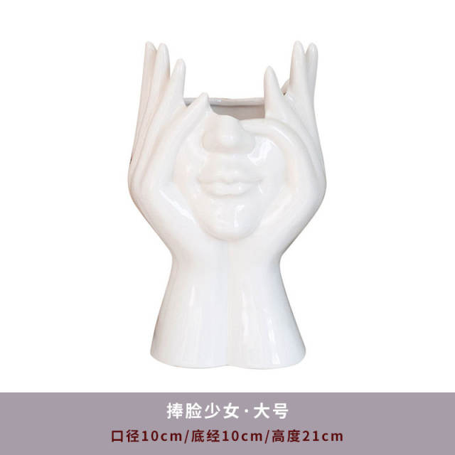 Chin Support Ceramic Vase Home Ornaments Handmade Decoration PQ85199