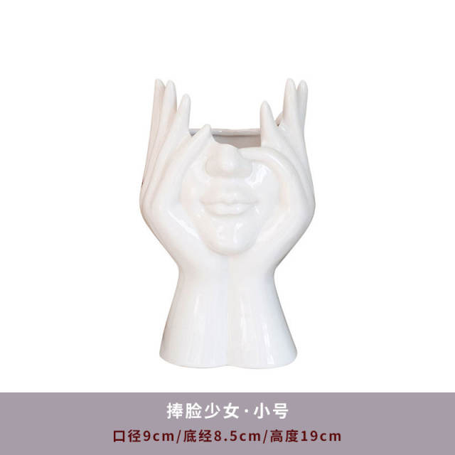 Chin Support Ceramic Vase Home Ornaments Handmade Decoration PQ85199