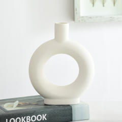 Simple Circle Ceramic Vase Handmade Table Decoration Home Ornaments PQ79868