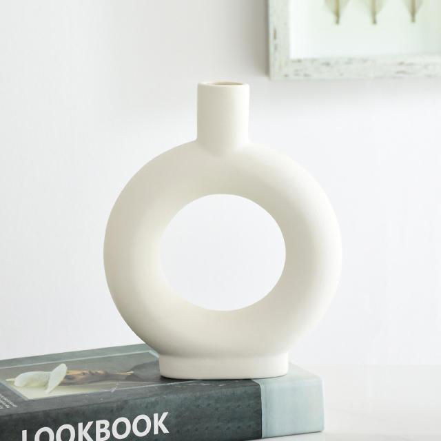 Simple Circle Ceramic Vase Handmade Table Decoration Home Ornaments PQ79868