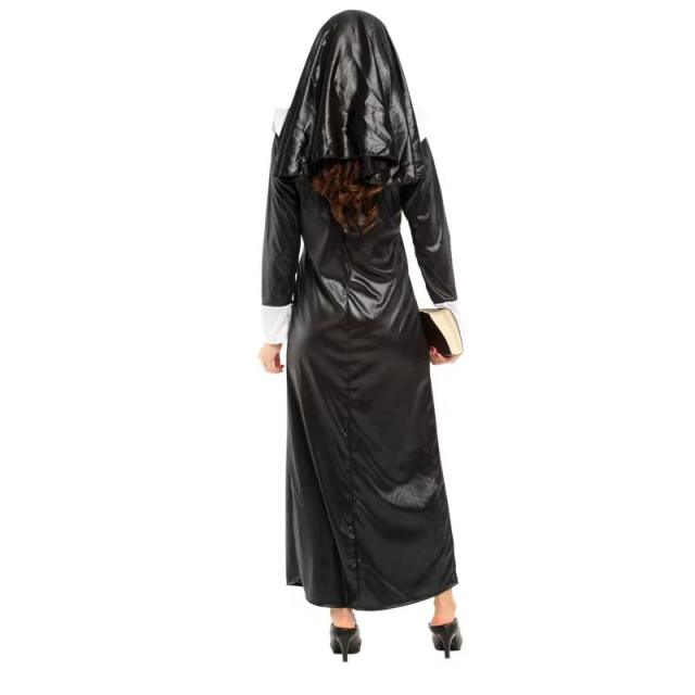 Spooky Nun Costume Dead Halloween Outfit Masquerade Party Uniform PQ5527A
