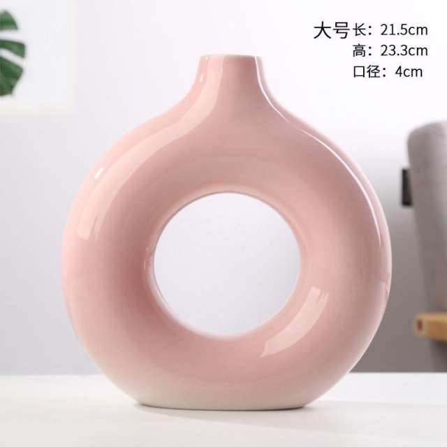 Simple Circle Ceramic Vase Handmade Christmas Decoration Home Ornaments PQ6563