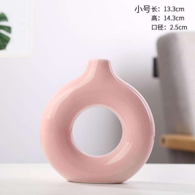 Simple Circle Ceramic Vase Handmade Christmas Decoration Home Ornaments PQ6563