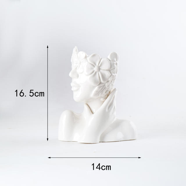 Human Face Ceramic Vase Home Ornaments Handmade Decoration PQ28957