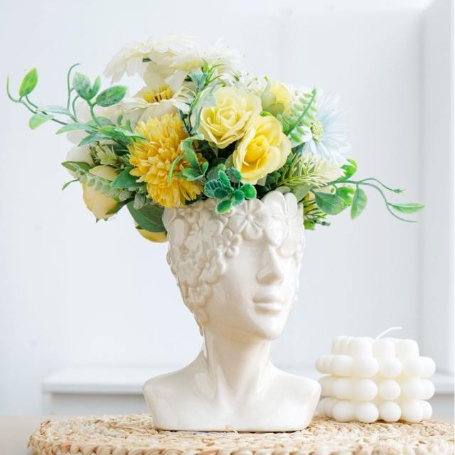 Human Face Ceramic Vase Home Ornaments Handmade Decoration PQ28957