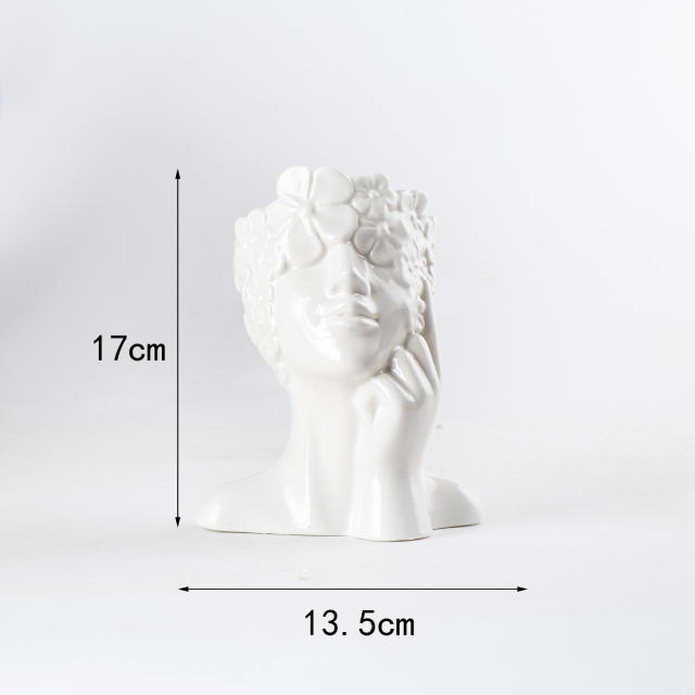 Human Face Ceramic Vase Home Ornaments Handmade Decoration PQ28957