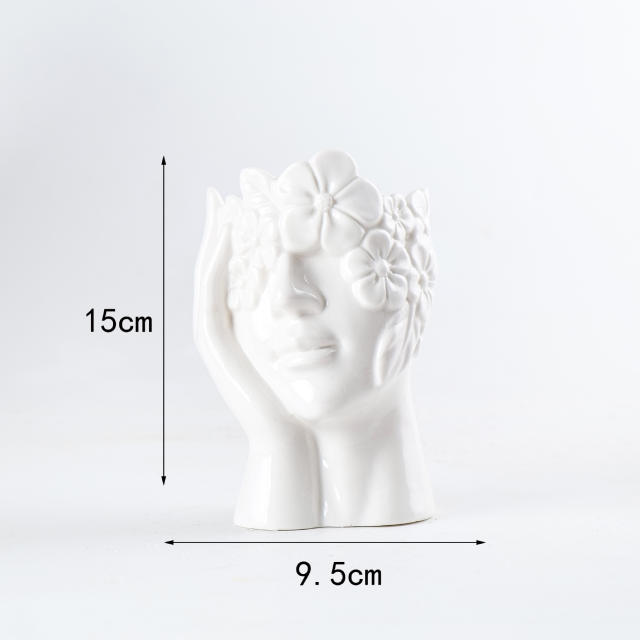 Human Face Ceramic Vase Home Ornaments Handmade Decoration PQ28957