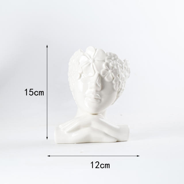 Human Face Ceramic Vase Home Ornaments Handmade Decoration PQ28957
