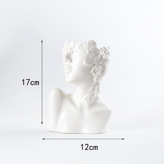 Human Face Ceramic Vase Home Ornaments Handmade Decoration PQ28957