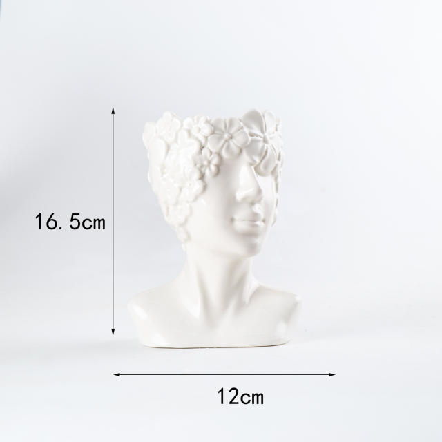 Human Face Ceramic Vase Home Ornaments Handmade Decoration PQ28957