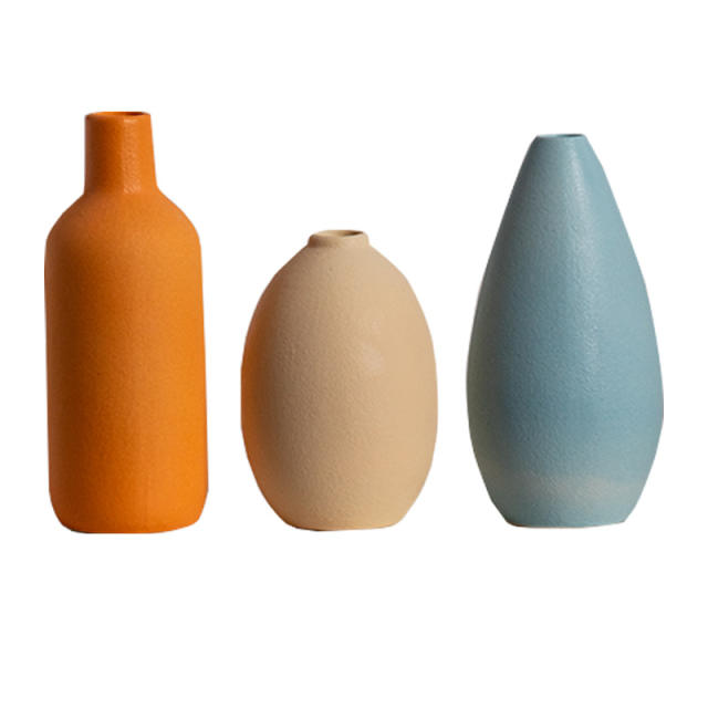 3 Colors/set Ceramic Vase Home Ornaments Handmade Decoration PQ20787
