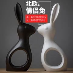 Rabbits Handmade Decoration Ceramic Crafts 1st Home Ornaments PQ1600E