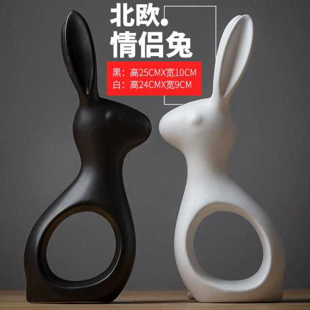 Rabbits Handmade Decoration Ceramic Crafts 1st Home Ornaments PQ1600E