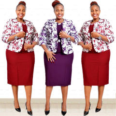 African Plus Size Office Ladies Suits For Women Casual Midi Dresses PQ-JX502