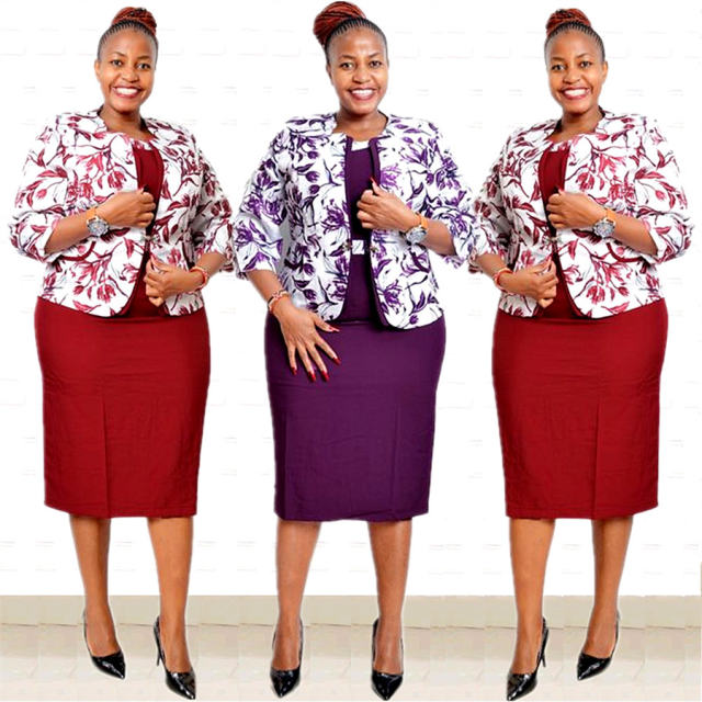 African Plus Size Office Ladies Suits For Women Casual Midi Dresses PQ-JX502