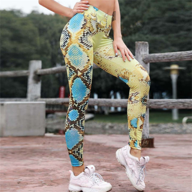 Boa Print Yoga Outfits Womens Bubble Butts Lifting Sport Outdoor Apparel PQ-XY301