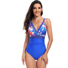 Retro Floral Swim Wear For Women Sexy V-neck Swimwear Vintage Bathing Suit GM24086