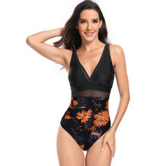 Retro Floral Swim Wear For Women Sexy V-neck Swimwear Vintage Bathing Suit GM24086