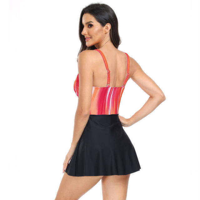 Two-Piece Separates Conservative Swimming Dress Sexy Swimsuit Womens PQ24040