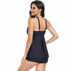 Solid Color Tankini Set American Swimsuit For Womens Swim Wear PQ24069A