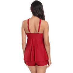 Solid Color Tankini Set American Swimsuit For Womens Swim Wear PQ24069A