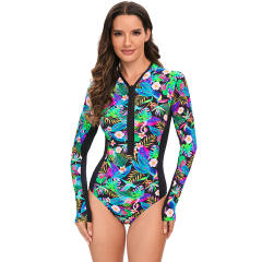 Floral Print One Piece Diving Suits For Women Surf Suit PQ-FR-19