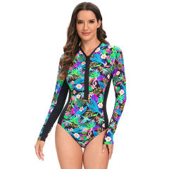 Floral Print One Piece Diving Suits For Women Surf Suit PQ-FR-19