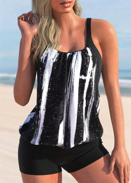 Vintage Tankini Set Retro Swimsuit For Womens Floral Print Swim Wear PQ-K2339