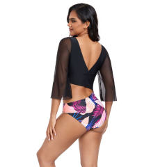 Half Sleeve Monokini Beachwear Swimsuit Vintage Bathing Suit Bathers Beach Wear PQ2408