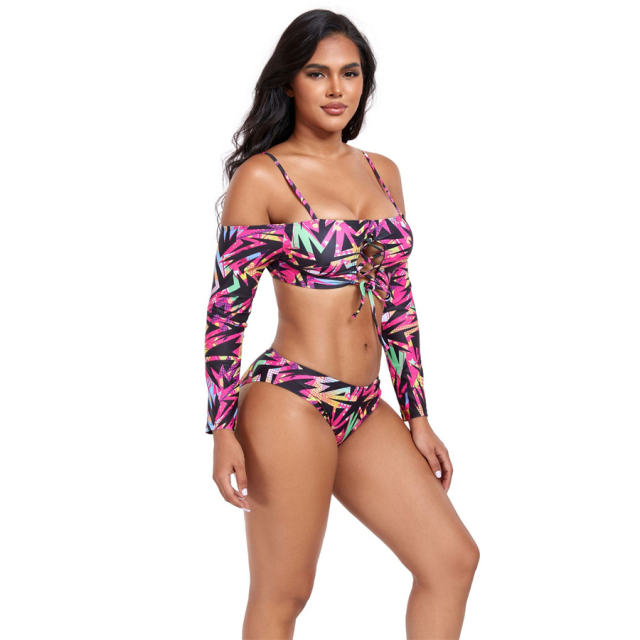 Women Long Sleeve Swimwear Female Swim Wear Low Waist Bathers PQ-JND2406