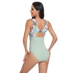 Sexy Mesh Patchwork Beachwear Vintage Swimwear Floral Printing Swimsuit PQ24080