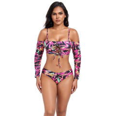 Women Long Sleeve Swimwear Female Swim Wear Low Waist Bathers PQ-JND2406