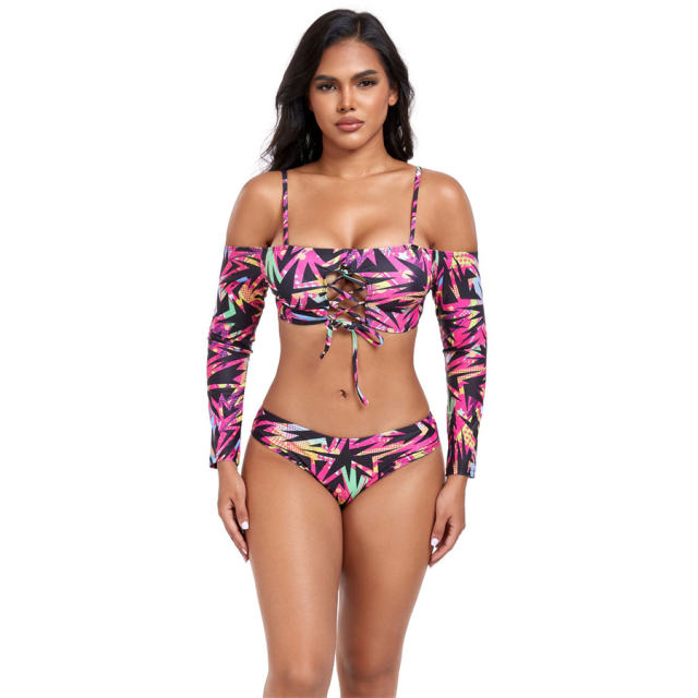 Women Long Sleeve Swimwear Female Swim Wear Low Waist Bathers PQ-JND2406