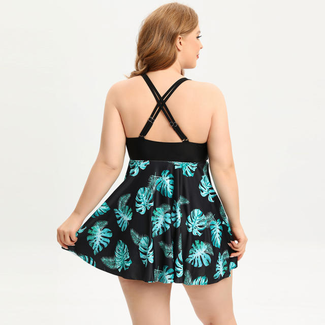 Woman Plus Size Beachwear Floral Print Swimming Dresses PQ222060