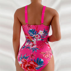 Wholesale Vintage One Piece Swimwear Retro Beachwear Floral Print Swimsuit PQ23239