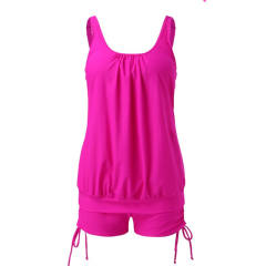 Loose Lantern Tankini Set For Women  Solid Color Plus Size Swimwear PQ2412