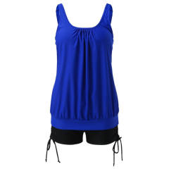Loose Lantern Tankini Set For Women  Solid Color Plus Size Swimwear PQ2412