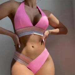 Wholesale Women Color-blocking Bikinis Push Up Swimwear Sexy Beachwear PQ2402