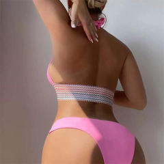Wholesale Women Color-blocking Bikinis Push Up Swimwear Sexy Beachwear PQ2402