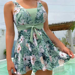 Woman Vintage Beachwear Wholesale Floral Print Swimming Dresses PQ2403