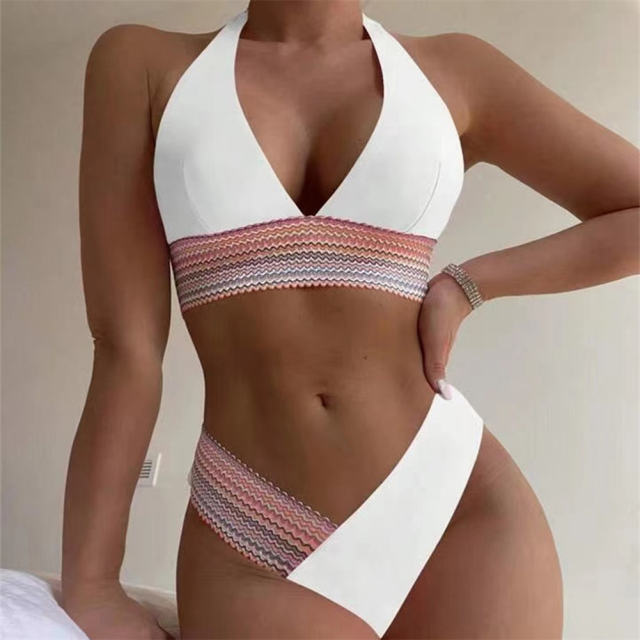 Wholesale Women Color-blocking Bikinis Push Up Swimwear Sexy Beachwear PQ2402