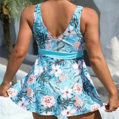 Woman Vintage Beachwear Wholesale Floral Print Swimming Dresses PQ2403