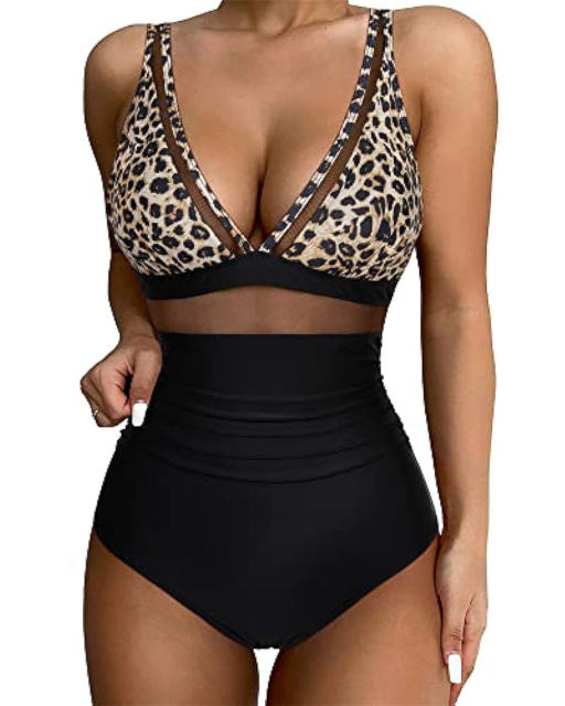 V-neck Monokini Beachwear Swimsuit Vintage Bathing Suit Bathers Beach Wear PQ2411