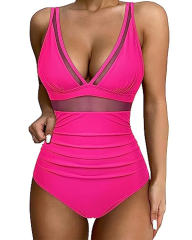 V-neck Monokini Beachwear Swimsuit Vintage Bathing Suit Bathers Beach Wear PQ2411