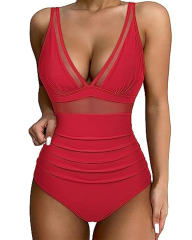 V-neck Monokini Beachwear Swimsuit Vintage Bathing Suit Bathers Beach Wear PQ2411