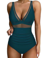 V-neck Monokini Beachwear Swimsuit Vintage Bathing Suit Bathers Beach Wear PQ2411