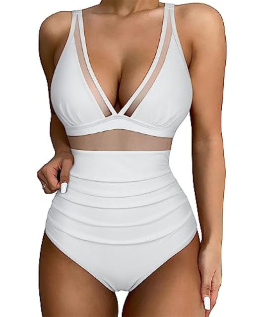 V-neck Monokini Beachwear Swimsuit Vintage Bathing Suit Bathers Beach Wear PQ2411